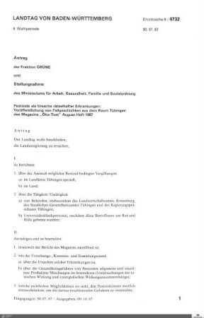 Antrag der Grünen: Pestizide