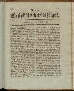 Num. 49. Dienstags den 18ten Decemb. 1798. - Num. 51. Freitags den 28ten Decemb. 1798.