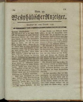 Num. 49. Dienstags den 18ten Decemb. 1798. - Num. 51. Freitags den 28ten Decemb. 1798.