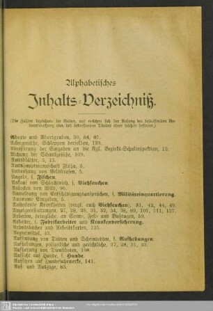 Alphabetisches Inhaltsverzeichniß