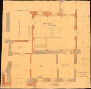 Schloss von Dr. Strousberg, Zbirow Umbau: Treppenhaus: Teilgrundriss OG