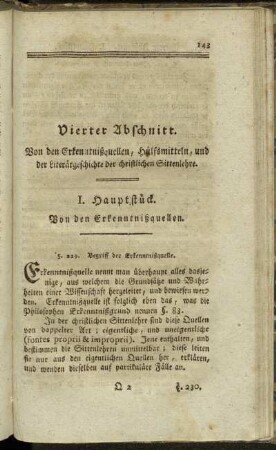 Von den Erkenntnißquellen, Hülfsmitteln, und der Literärgeschichte der christlichen Sittenlehre.