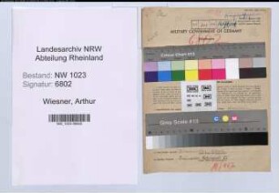Entnazifizierung Arthur Wiesner , geb. 13.05.1890 (Lehrer)