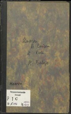 Belegakten zum Heiratsregister der katholischen Gemende Haaren, Kreis Büren (1812-1813)