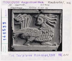 Toulouse: Augustinermuseum, Flachrelief aus St. Sernin, Sirene