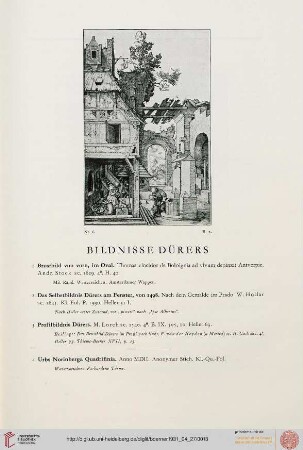 Bildnisse Dürers (Nr. 1-4)