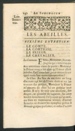 Sixième entretien. Les Abeilles.