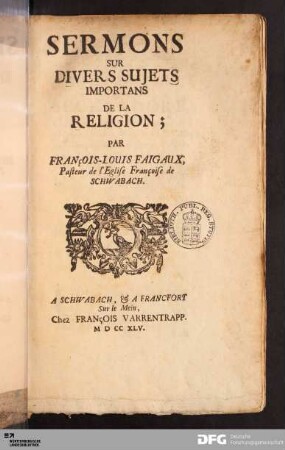 Sermons Sur Divers Sujets Importans De La Religion