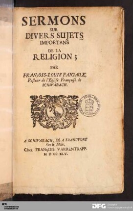 Sermons Sur Divers Sujets Importans De La Religion