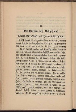 II. Die Quellen des Reichthums.