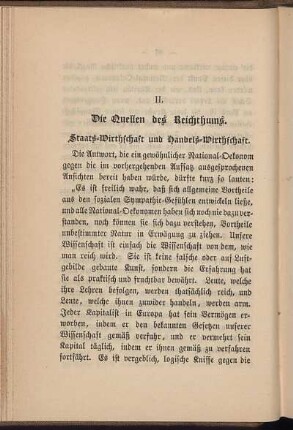 II. Die Quellen des Reichthums.
