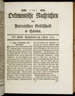 XIV. Stück. Sonnabends den 3 April. 1779.