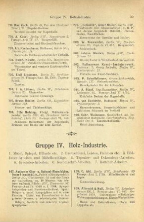 Gruppe IV. Holz-Industrie