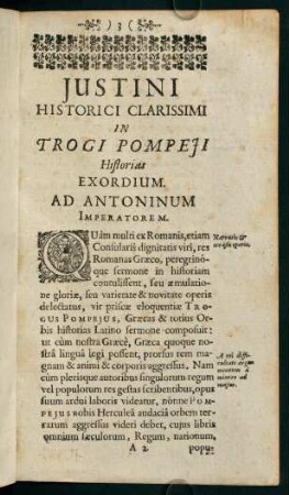 3-4, Justini historici clarissimi in Trogi Pompeji historias exordium