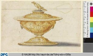 Deckelschälchen mit Vogel als Knauf