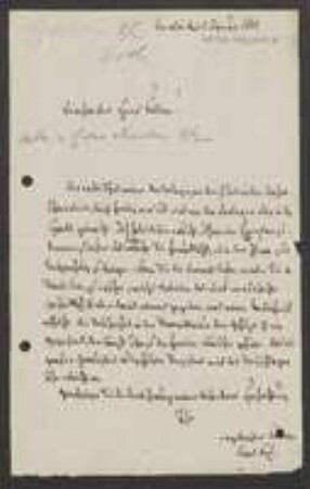 Brief von Karl Heinrich Emil Koch an Unbekannt