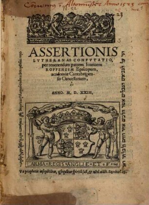 Assertionis Lvtheranae Confvtatio