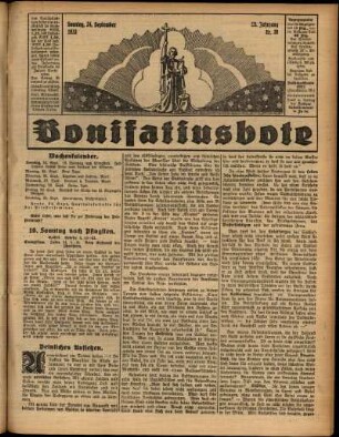 Erste Ausgabe vom Sonntag, den 24. September 1933.
