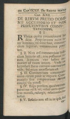 Cap. XXII. De Rerum Pretio Dominii Accessorio Et Indeprofluentibus Commutationibus