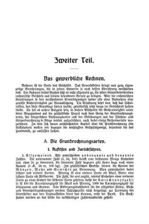 Zweiter Theil. Das gewerbliche Rechnen.