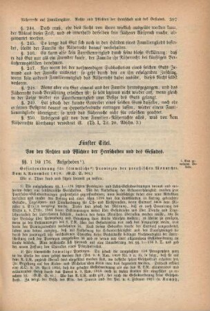Fünfter Titel. Von den Rechten und Pflichten der Herrschaften und des Gesindes.