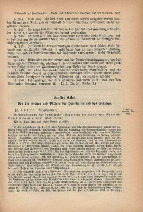 Fünfter Titel. Von den Rechten und Pflichten der Herrschaften und des Gesindes.
