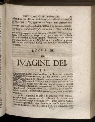 Locus III. De Imagine Dei