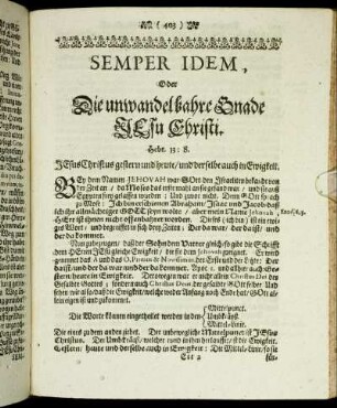 Semper Idem, Oder Die unwandelbahre Gnade Jesu Christi.