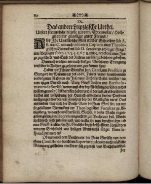 IX. Das andere Leipzigsche Urthel