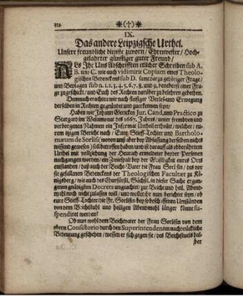 IX. Das andere Leipzigsche Urthel