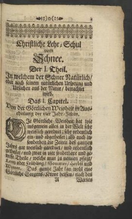 Das I. Capitel. Von der Göttlichen Weisheit in Austheilung der vier Jahr-Zeiten.