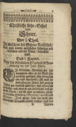 Das I. Capitel. Von der Göttlichen Weisheit in Austheilung der vier Jahr-Zeiten.