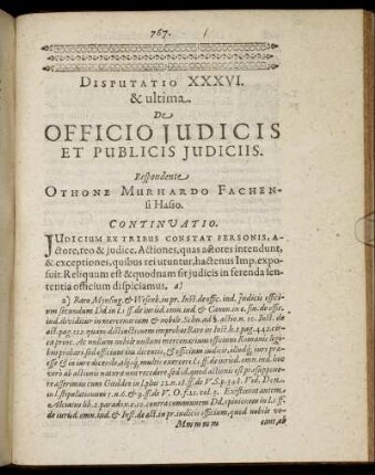 Disputatio XXXVI. & ultima. De Officio Judicis Et Publicis Judiciis.