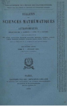 Tome V. - Juillet 1881.