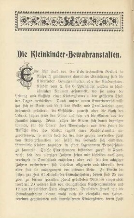 Die Kleinkinder-Bewahranstalten