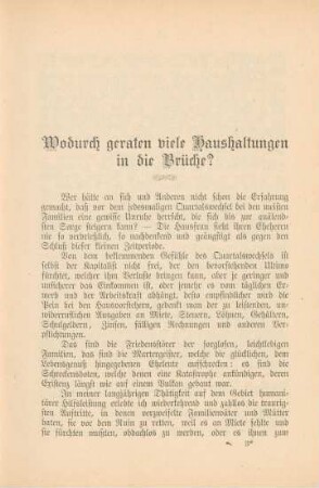 Wodurch geraten viele Haushaltungen in die Brüche?