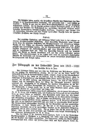 Zur Pädagogik an der Universität Jena von 1843-1923