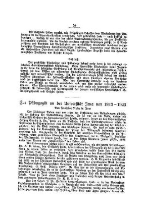 Zur Pädagogik an der Universität Jena von 1843-1923