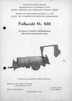 Einrichtung zur chemischen Grabenentkrautung
