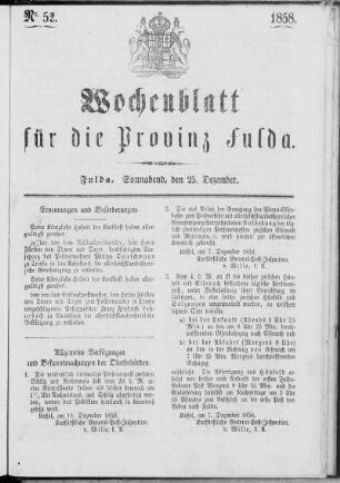 Nr. 52, Ausgabe vom 25. Dezember 1858