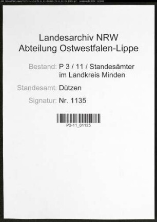 Sterberegister Standesamt Dützen