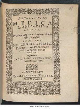 Exercitatio Medica Quadragesima Octava