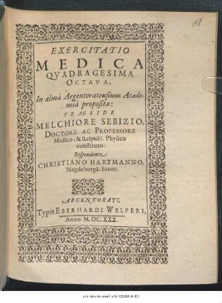 Exercitatio Medica Quadragesima Octava