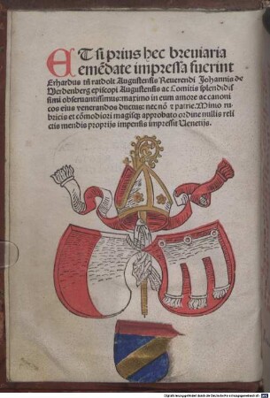 Breviarium Augustanum : gewidmet Johann von Werdenberg, Bischof von Augsburg