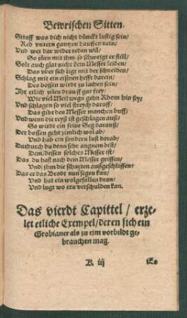 Das vierdt Capittel/ erzelet etliche Exempel/ deren sich ein Grobianer als zu eim vorbildt gebrauchen mag.