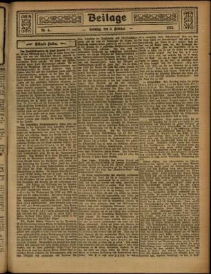Zweite Ausgabe vom Sonntag, den 05. Februar 1922.