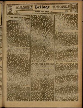 Zweite Ausgabe vom Sonntag, den 05. Februar 1922.