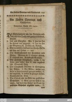 Am fünften Sonntage nach Epiphanias. Evangelium, Matth. XIII, 24 - 30.
