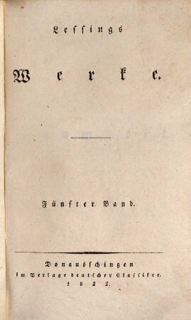 Lessings Werke, 5. Hamburgische Dramaturgie : 1767-1768