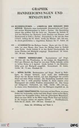 Graphik – Handzeichnungen – Miniaturen (Nr. 638-665)